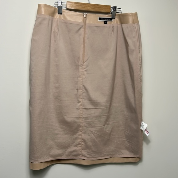 Melanie Lyne Nude Faux Leather Pencil Skirt Lined Size 12 - Picture 7 of 14